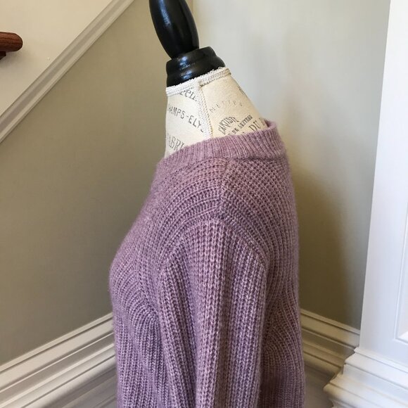 Intermix Chunky Knit Crew Neck Sweater Jumper Womens Small Purple Wool Cashmere - Picture 8 of 10
